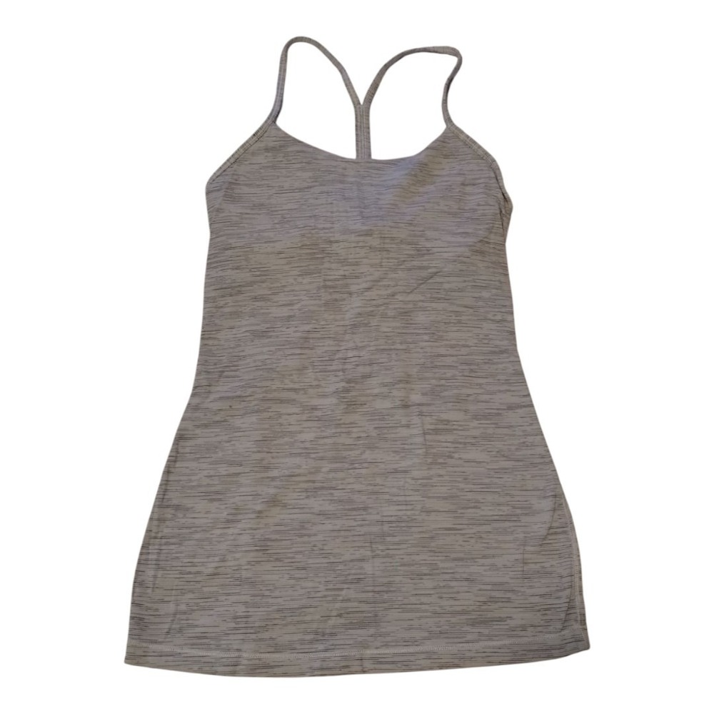 Lululemon Power Y Pose Tank Alpine White Ice Grey Battleship Size 4 Heather Gray